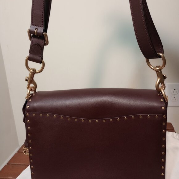 Coach Dreamer Shoulder Leather and Suede Bag With Rivets Oxblood - Picture 3 of 12